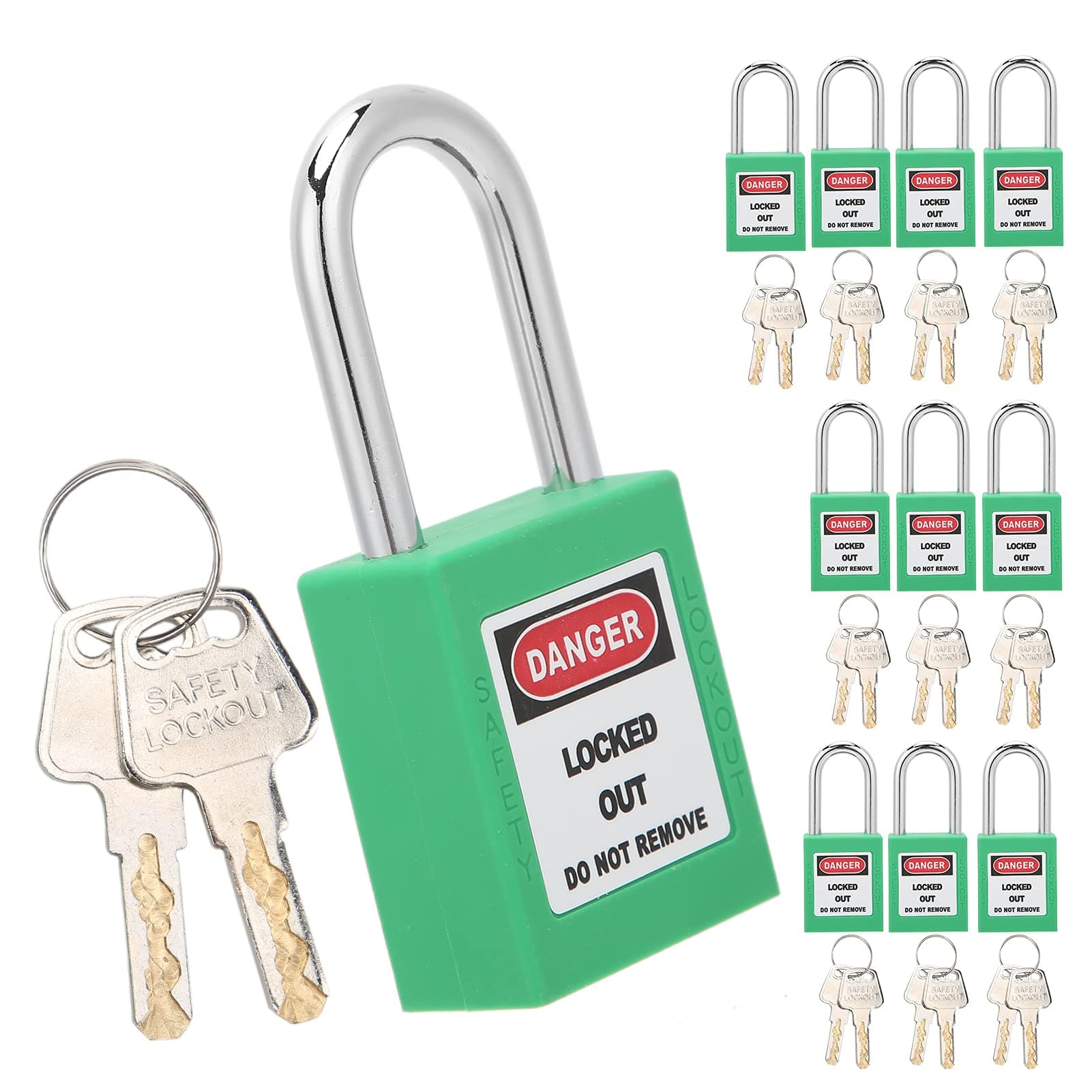 Lockout Tagout Lock Set, Durable Lockout Tagout Lock Lockout Lock Safety Padlock Sets with 20 Keys for Lock Out Tag Out Stations(Green)