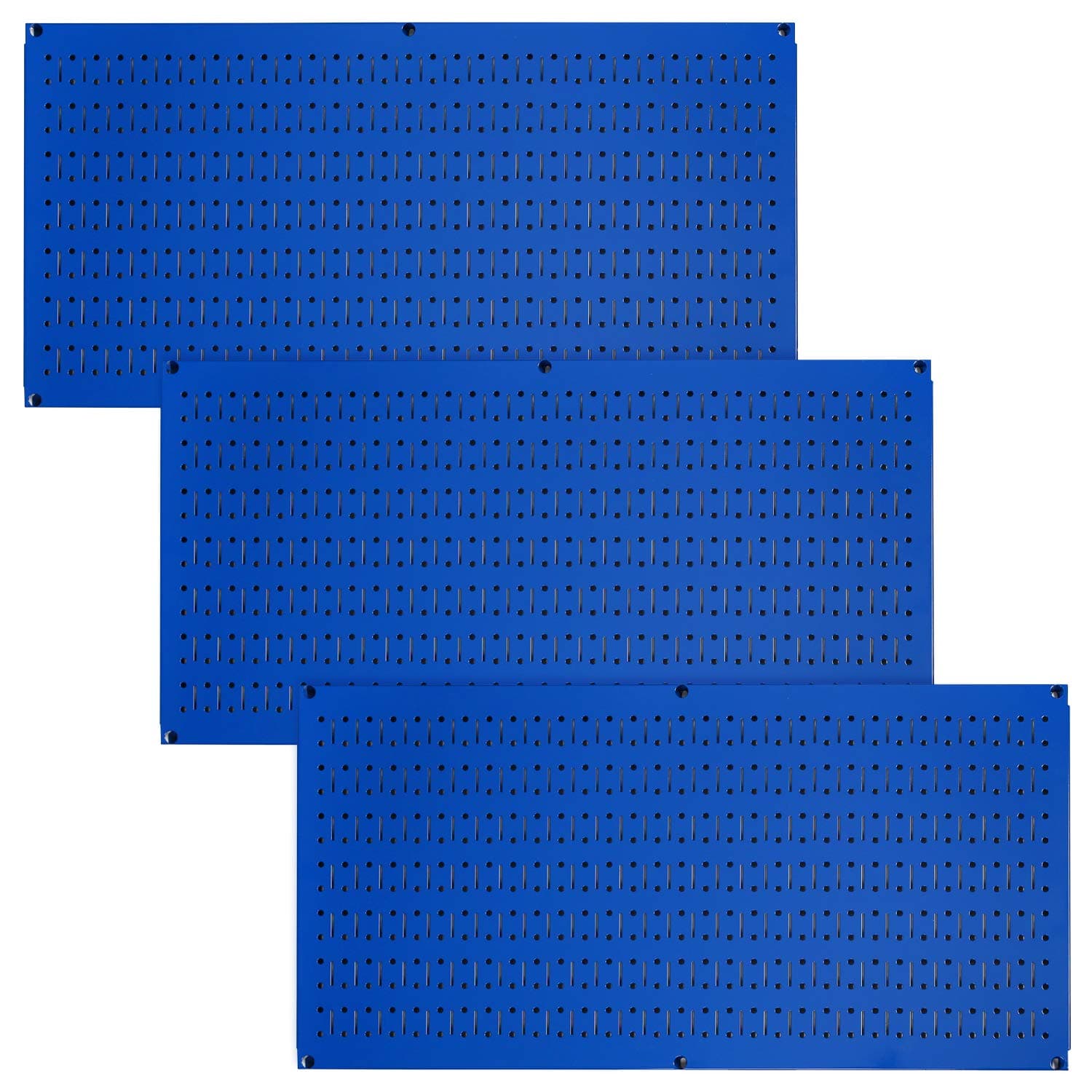 Wall Control Pegboard Value Pack - (3) Pack of Wall Control 16-Inch Tall x 32-Inch Wide Horizontal Blue Metal Pegboards for Wall Home & Garage Tool Storage Organization (Blue Pegboard)