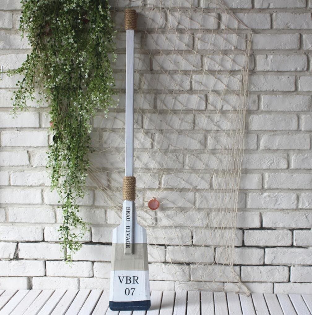 Solid wood Oars Wall decoration Props Decoration Strap Bar decoration Two Color Options (Blue/Red?80 * 13 * 4cm, 110 * 15 * 4cm, blue, 80cm