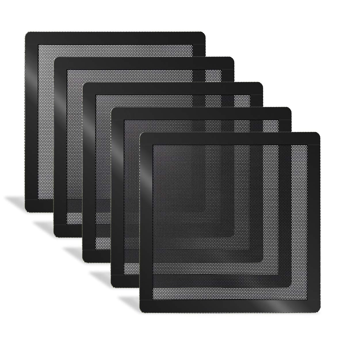 140mm PC Fan Dust Filter Magnetic Frame Computer Fan Grills Black Dust Mesh PC Cooler Filter Screen Dustproof Case Covers 5 Pack