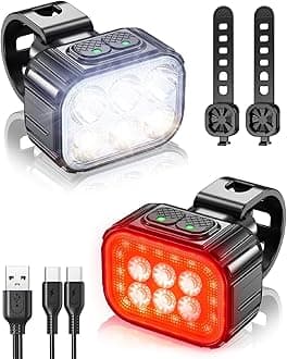 Victoper Bike Light, High Lumens Super Bright Bicycle Light, 6+4 Modes USB Rechargeable Bike Headlight & Tail Light Set, Waterproof Safety Bike Front & Rear Light for Road, Mountain, Night Riding