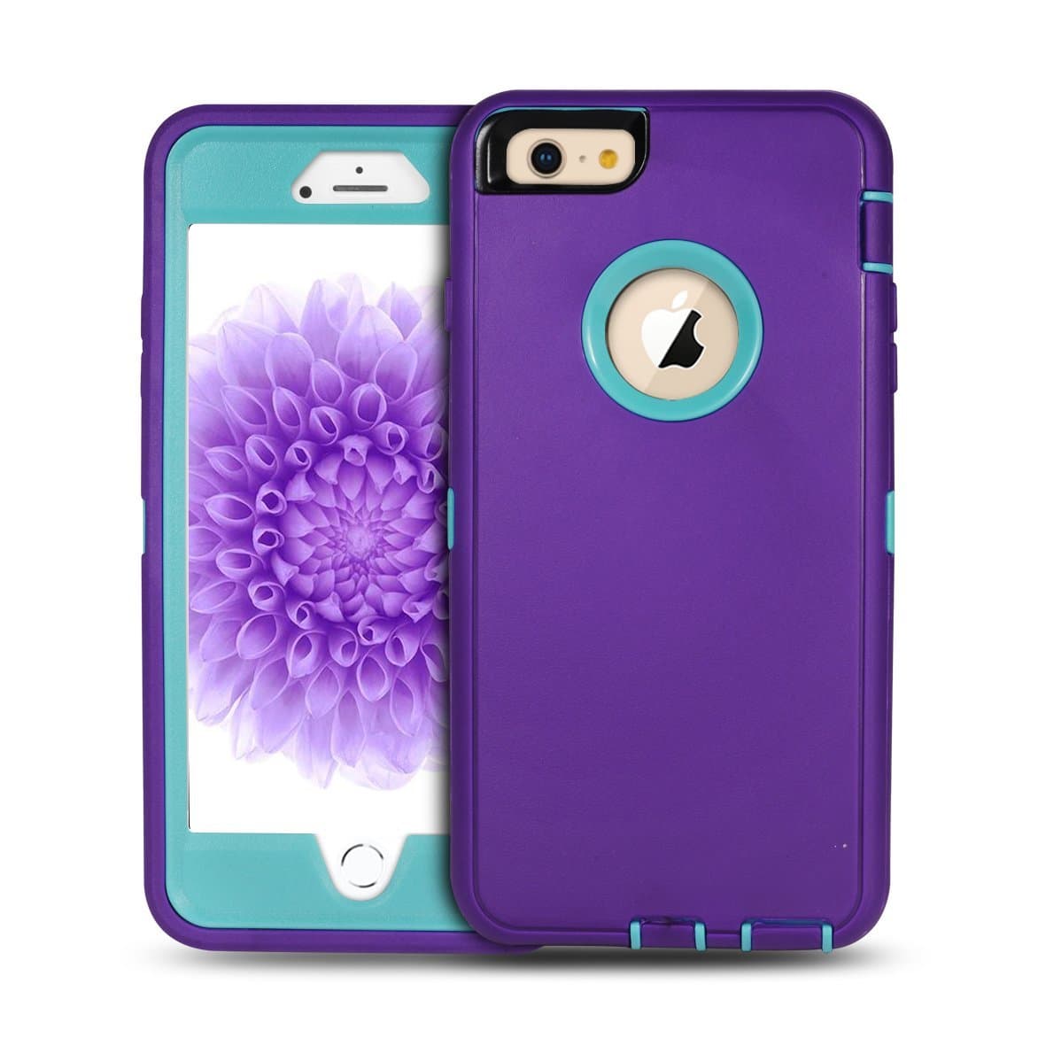 iPhone 6S Plus Case,UOVSI [5.5 Inch] for iPhone 6S Plus/6 Plus Hybrid Protective Defender 3-Layer Design Heavy Duty Shock-Resistant Dustproof Case Cover (Purple/Lightblue)