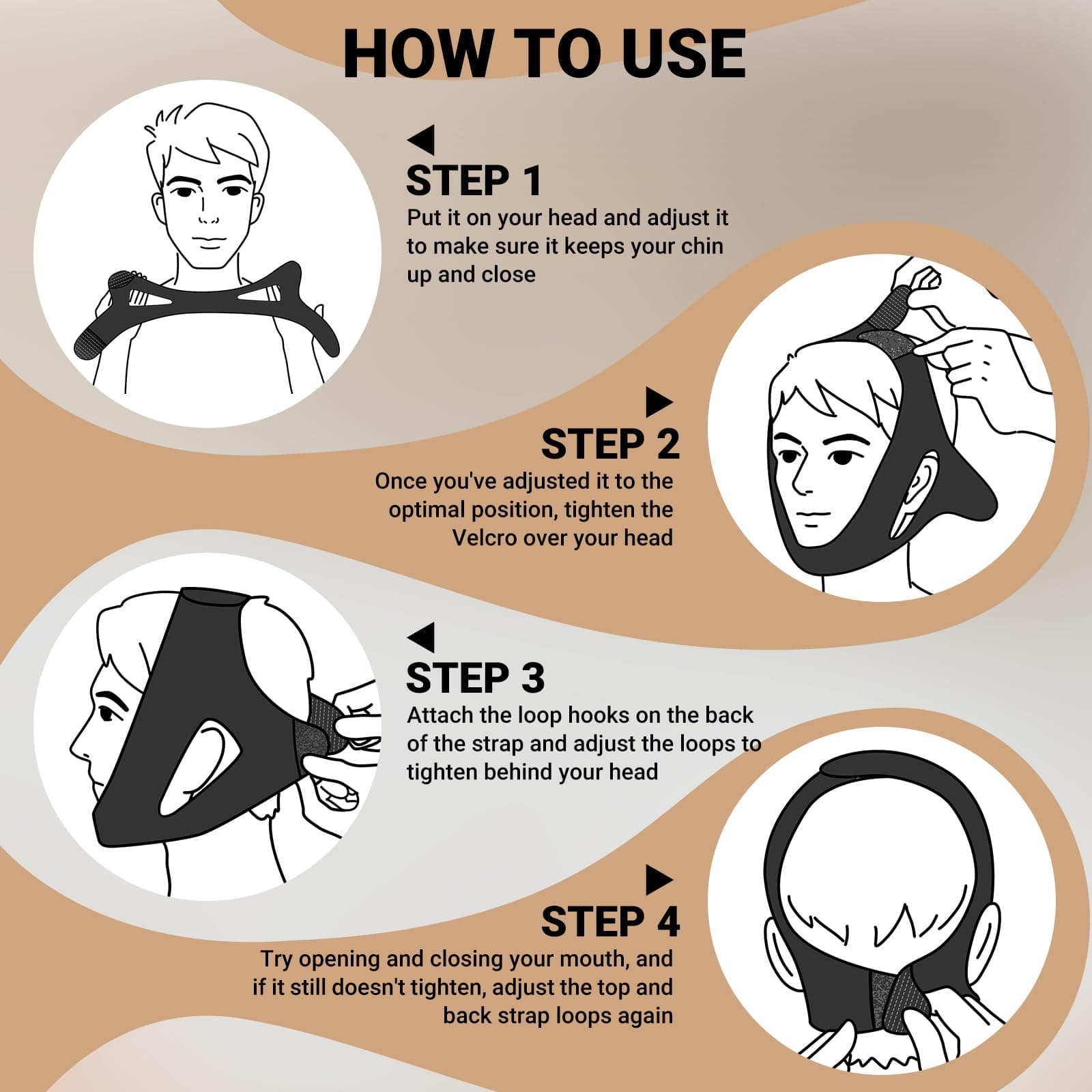 Anti Snore Chin Strap for CPAP Users, Snore Stopper with Adjustable Velcro, Chin Strap for Sleeping Comfortable Stop Snoring Solution, Anti Snoring Devices Breathable and Reusable