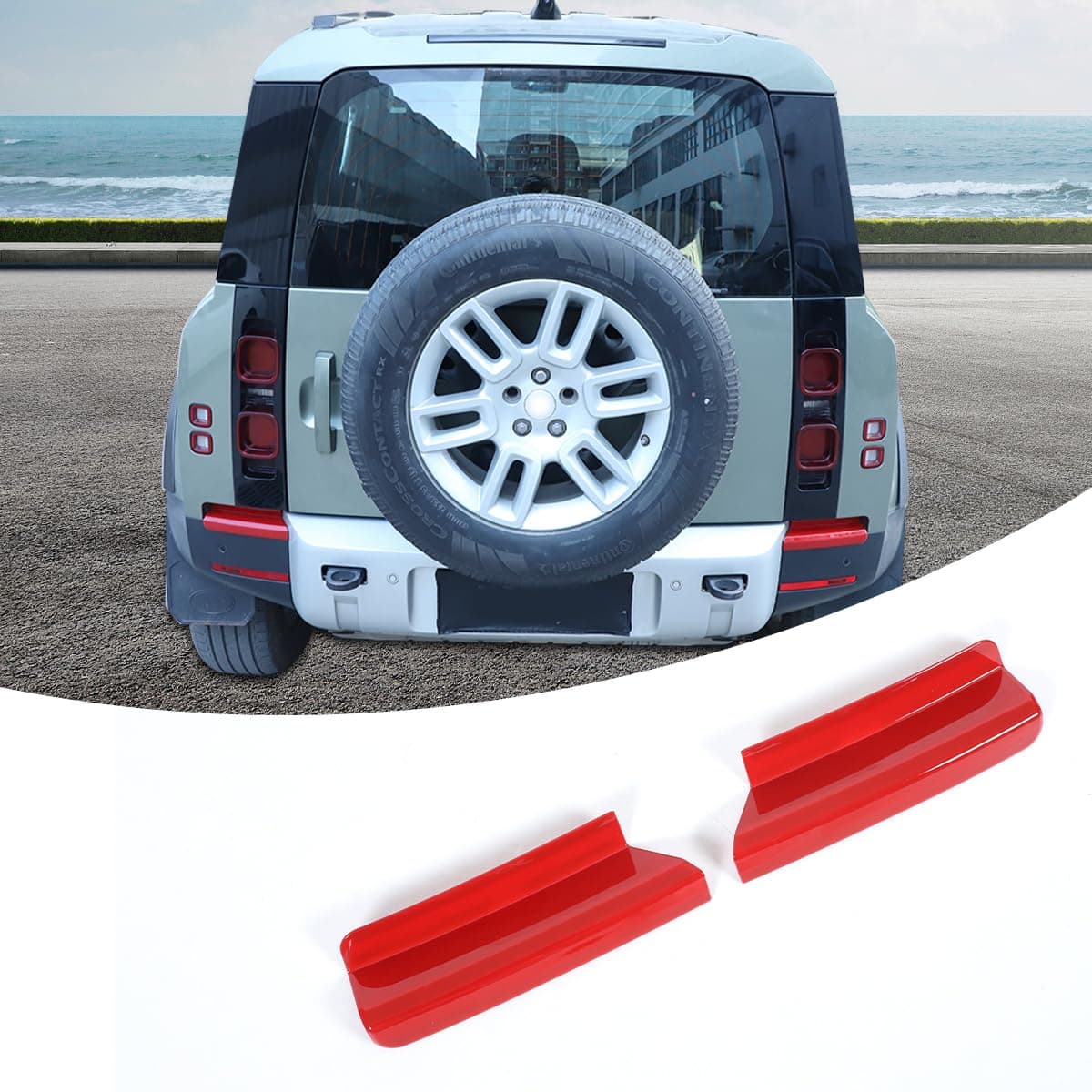 Car Taillight Bumper Both Sides Tail Lights The underside Decorative Cover Compatible with Land Rover Defender 90 110 130 2020-2025 Rear Bumper Side Panel Trim Cover (Red)