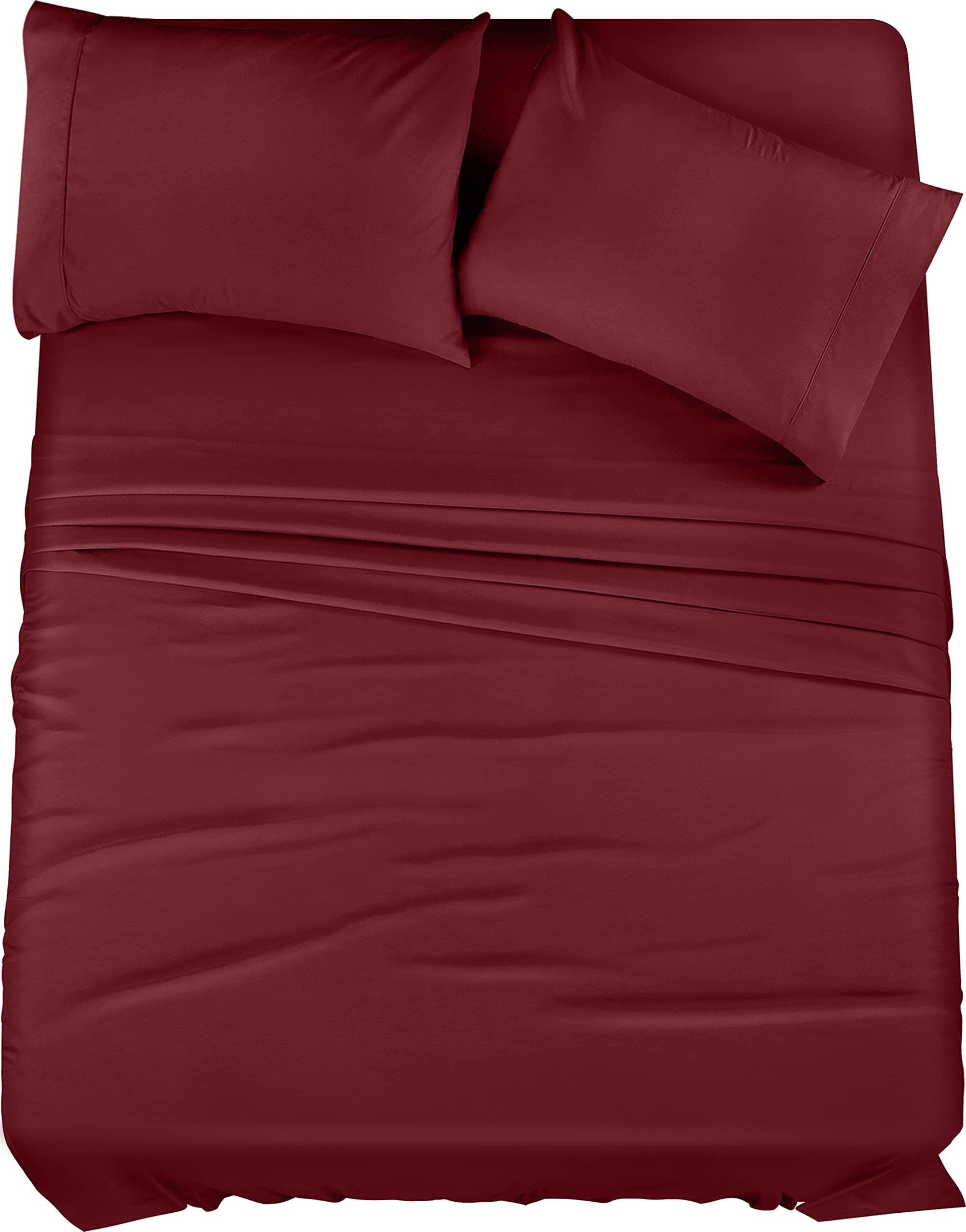 Utopia Bedding King Bed Sheets Set - 4 Piece Bedding - Brushed Microfiber - Shrinkage and Fade Resistant - Easy Care (King, Red Burgundy)