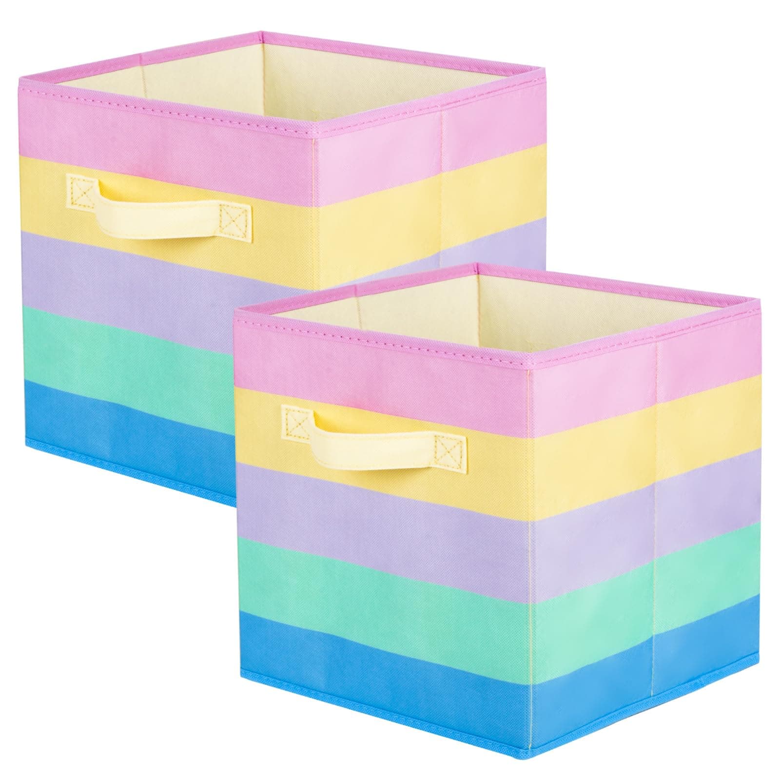 ShellKingdom Foldable Fabric Storage Cubes And Cloth Organizer Drawer For Closet And Toys, 2 Pack (Rainbow)