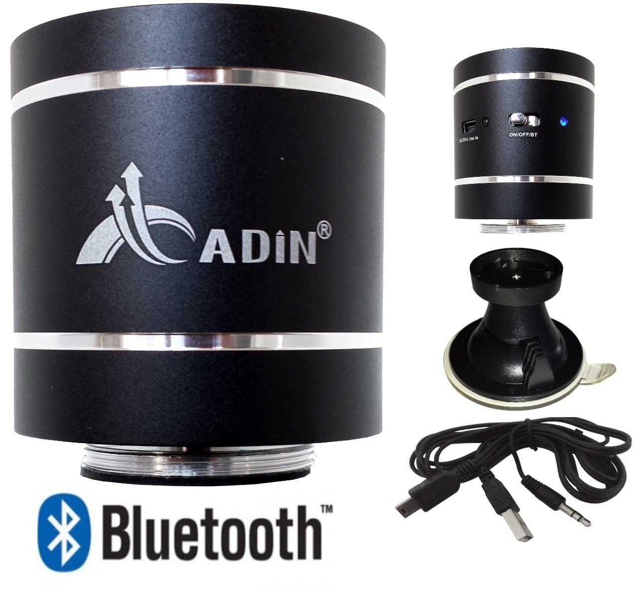 Vibrating speaker pack Adin D1BT 10W Bluetooth black + suction