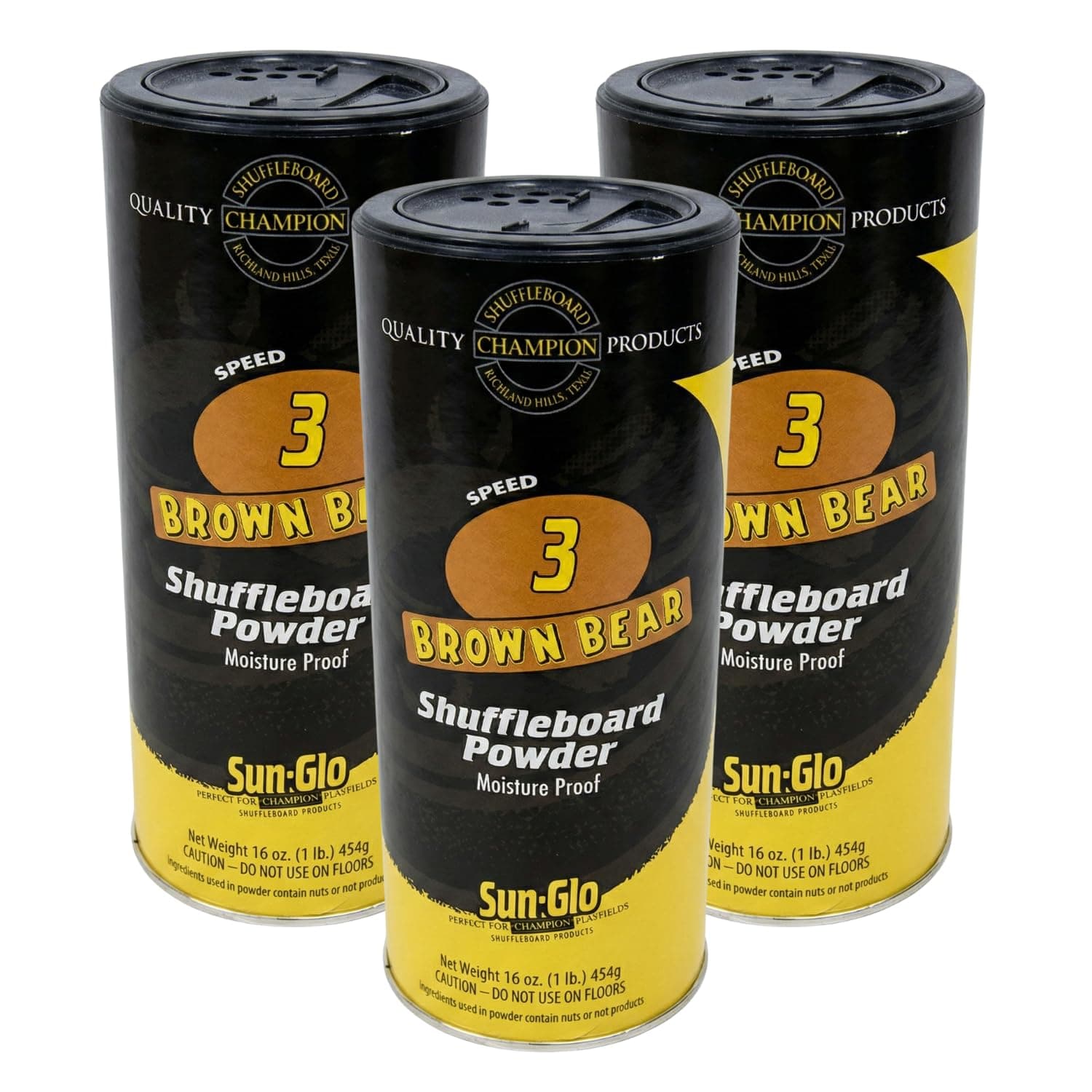 Speed #3 (Brown Bear) Shuffleboard Powder Wax – Medium-Fast Speed for Optimal Control & Precision – 16 oz Shaker Can (Pack of 3)