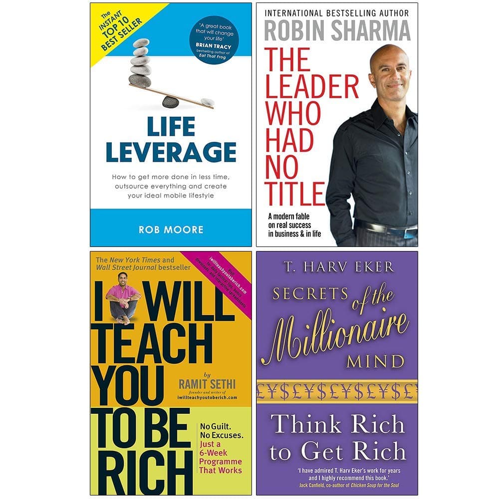 Life Leverage, The Leader Who Had No Title, I Will Teach You To Be Rich, Secrets of the Millionaire Mind 4 Books Collection Set
