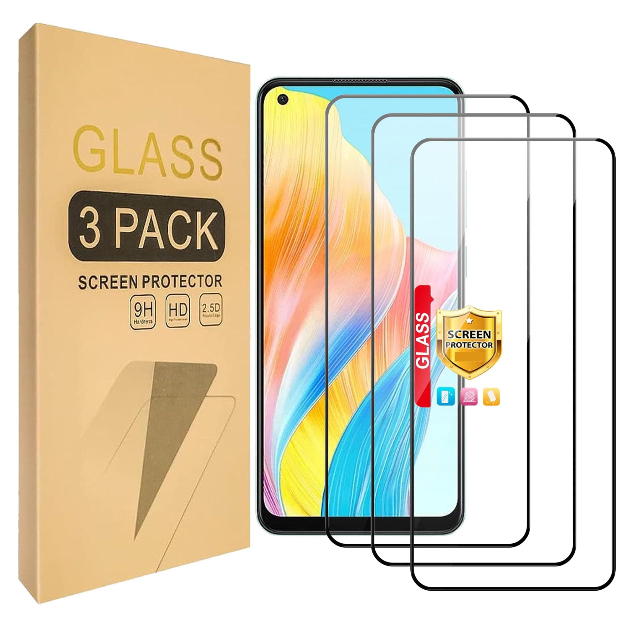 (3 Pack) Compatible for Oppo Reno7 5G Screen Protector Tempered Glass，Case Friendly [High definition][Hardness 9H]