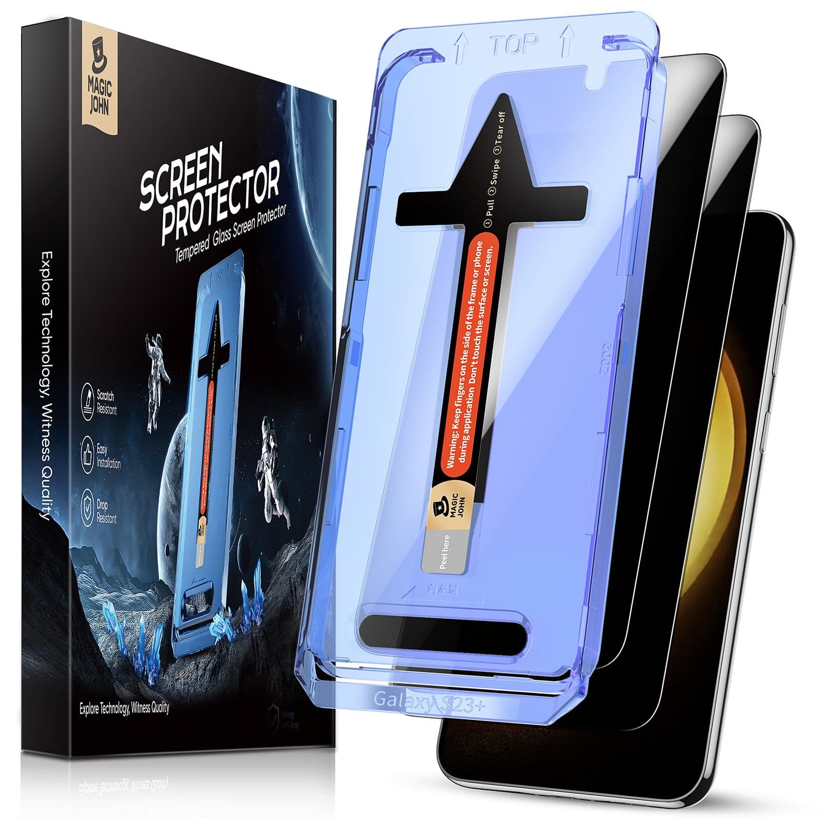 2 Pack for Samsung Galaxy S23 Plus/ S23+ (6.6 Inch) Privacy Screen Protector Tempered Glass, Bubble Free,Auto Dust-Elimination Installation, Anti Scratch, Anti-spy