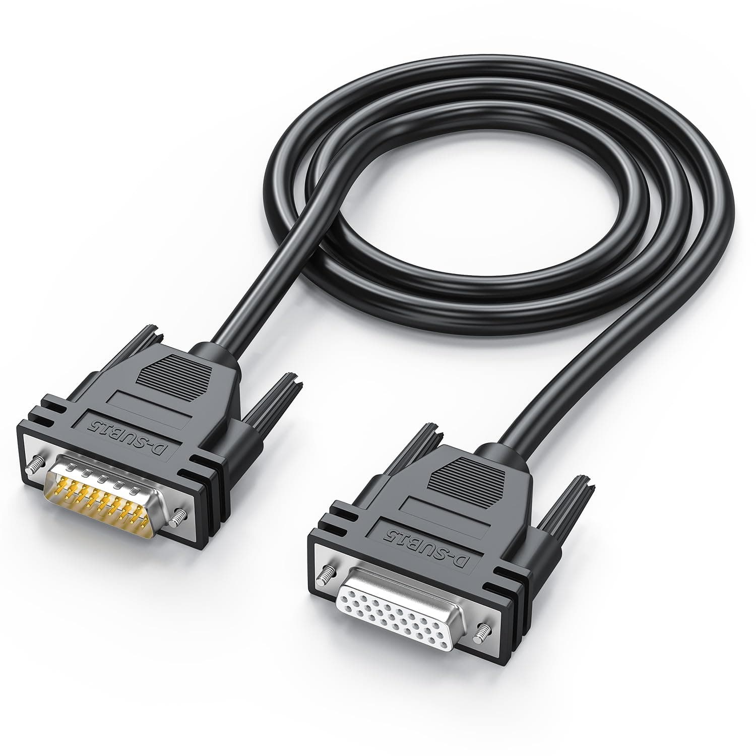 D-Sub 26 Pin Double Shielded Cable, DB26 Male to Female Extension 5FT, 3 Rows Connector Black