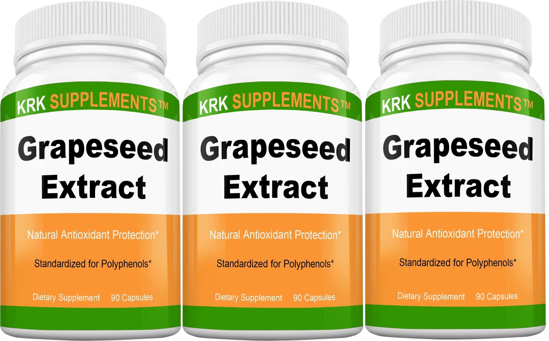 3 Bottles Grapeseed Extract 400mg Per Serving 270 Total Capsules KRK Supplements