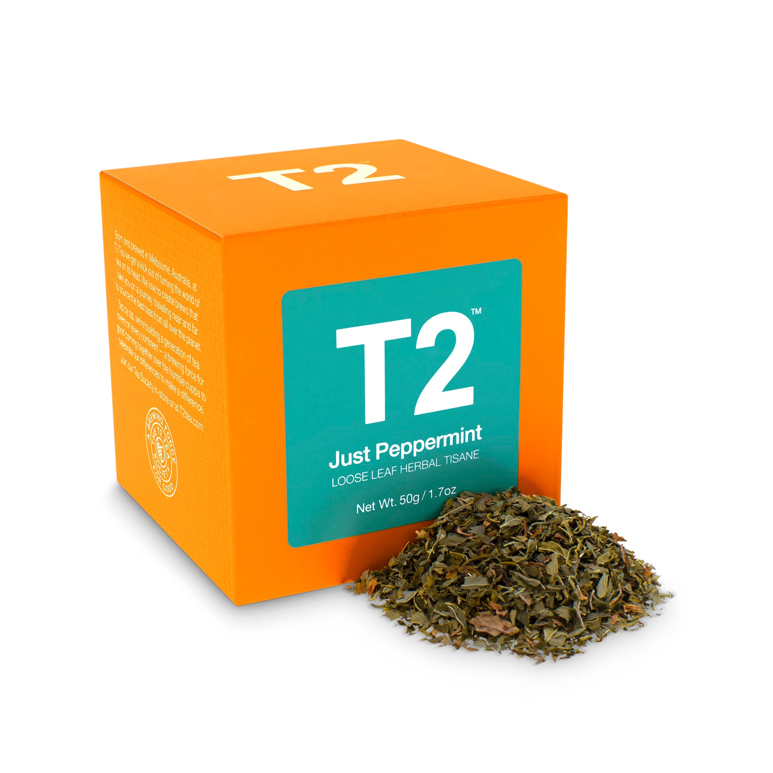T2 Tea - Just Peppermint Herbal Tea, Loose Leaf Herbal Tea in a Box, 50g (1.7oz)