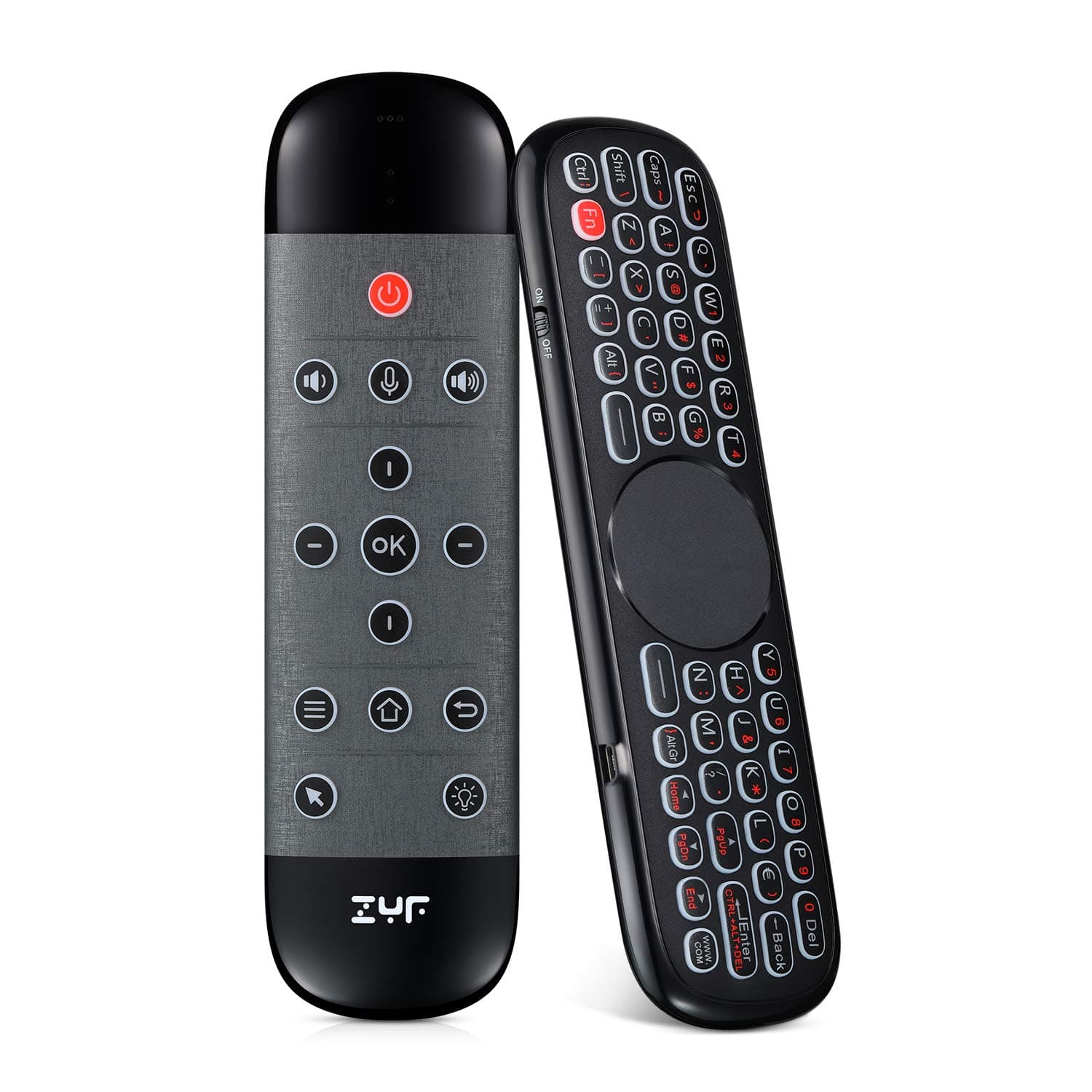 ZYF Z10 Air Mouse, 2.4G Backlit Voice Remote Control with Wireless Keyboard Touchpad, for Nvidia Shield, Android TV Box, PC, Projector, HTPC (Not Compatible with Smart TV) - Black