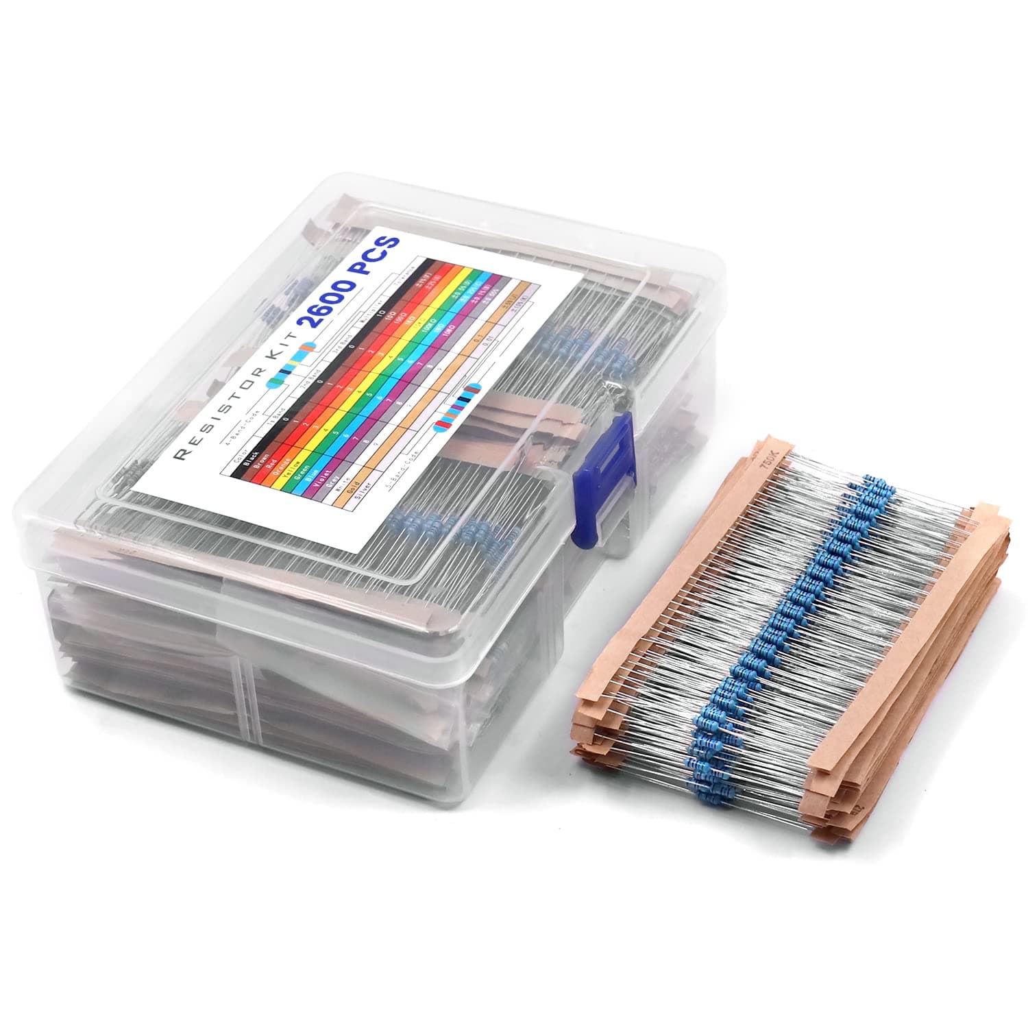 130 Values 2600 Pcs Resistor Kit 1% 1/4W 1 Ohm-3M Ohm Resistor Assortment Kit, MelkTemn Metal Film Fixed Electrical Resistors with 1% Tolerance, Resistor Assorted Optional, 100% New, RoHS Compliant