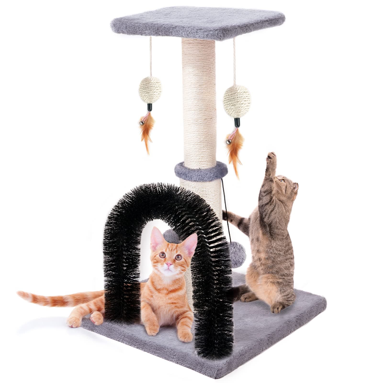 EACARD Cat Scratcher Post,25.6 Inch Tall Cat Scratching Post, Sturdy Cat Scratching Post with Large Perch, Cute Scratch Post for Indoor Adults Cats, Removable Cat Arch Self Groomer