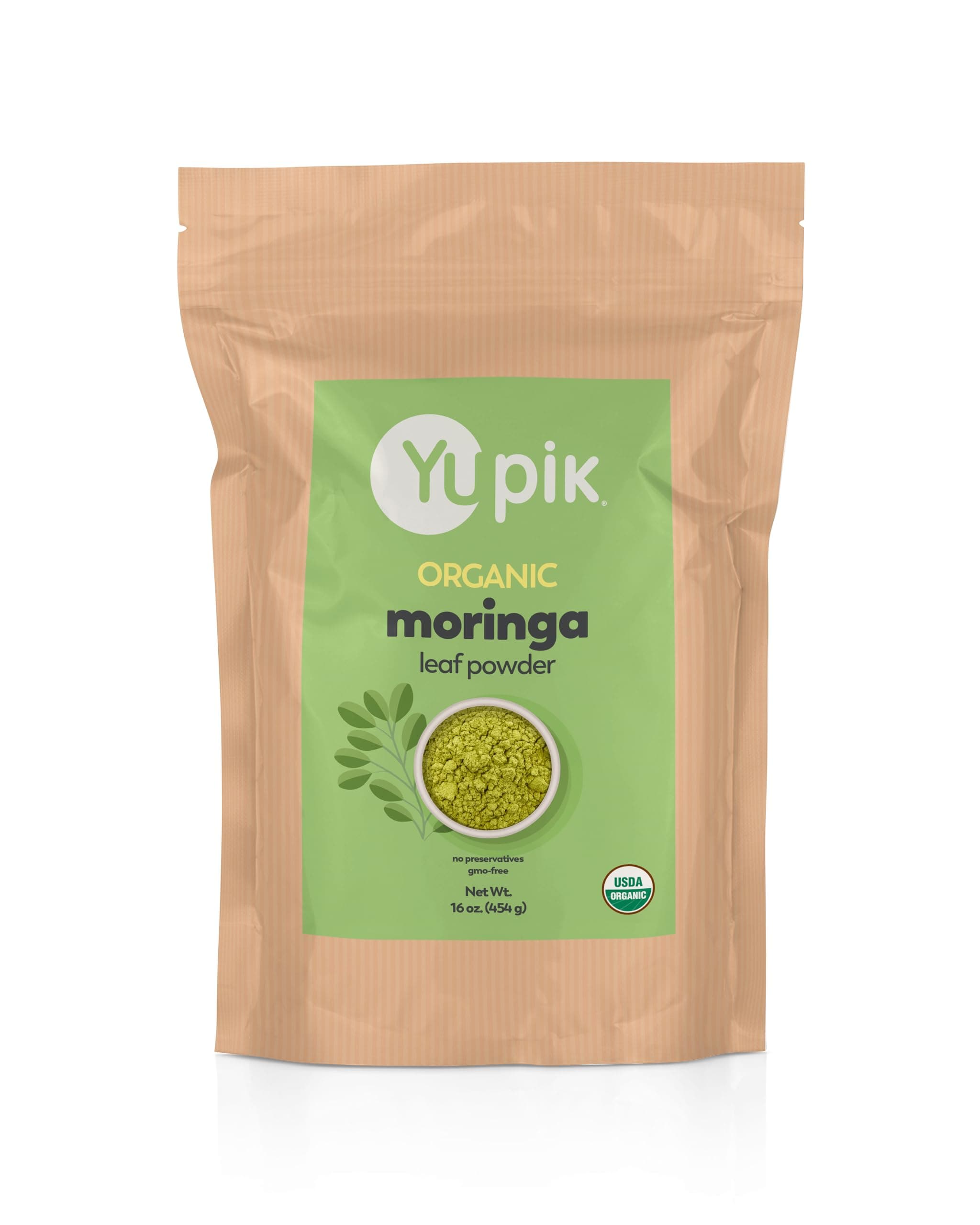Yupik Organic Moringa Leaf Powder 1 lb (16 oz), USDA Certified, Non-GMO, Vegan, Gluten-Free, Kosher, Nutrient-Rich Superfood for Baking, Cooking & Drinks
