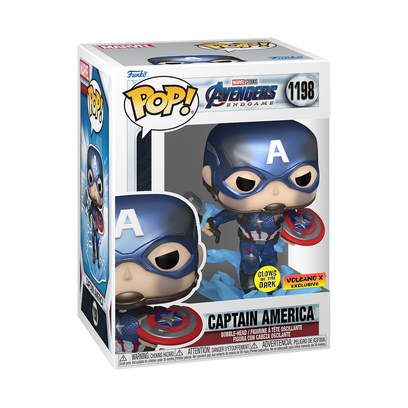 POP! Marvel Avengers Endgame Captain America with Broken Shield & Mjolnir (Glow in The Dark & Metallic), Exclusive