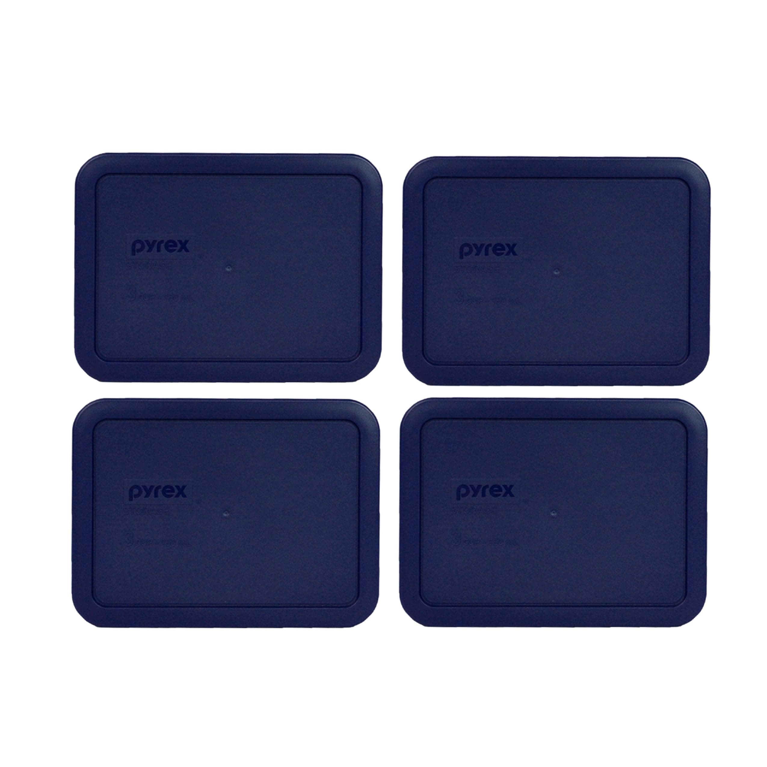 Pyrex 7210-PC 3 Cup Blue Food Storage Replacement Lid (4-Pack) - Made in USA