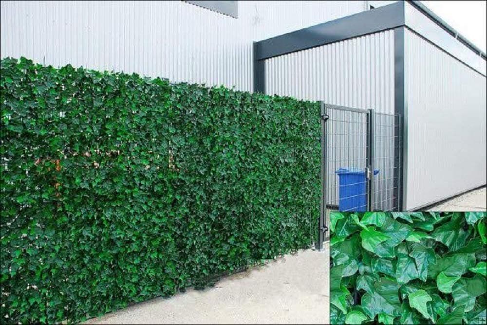 Welsh Green Screen Large Ivy Artificial Screening Leaf Hedge Panels on Roll Privacy Garden Fence, Green, 2.0m x 3m