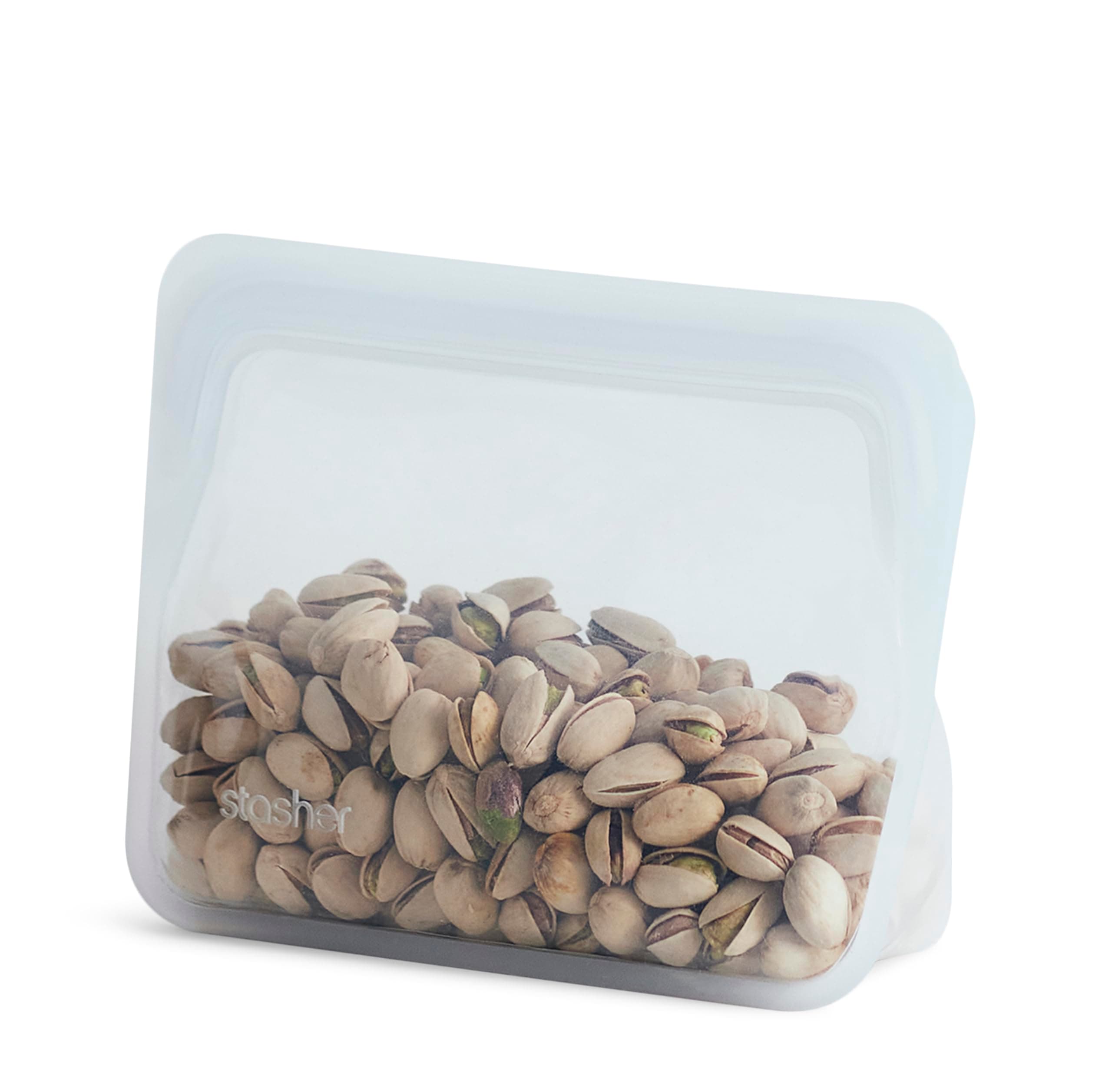 Silicone Reusable Storage Bag, Stand-Up Mini Bag, Reusable Freezer Bag, Microwave, Dishwasher, Oven Safe, Sous Vide, Eco Friendly, Food-safe Silicone Snack Bags, 56 oz, Clear | Reusable Food Bag