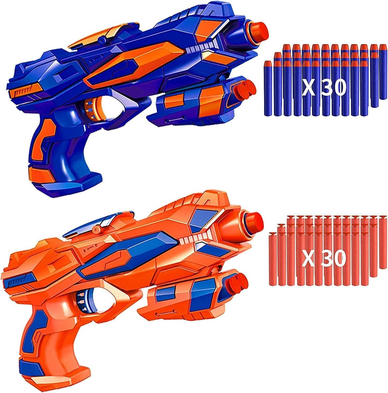 M&J 2 Pack Blaster Toy Guns with 2Foam Dart Wrist Band and 60 Pack Refill Soft Foam Darts, kids and Adult Toys Suitable for Outdoor & Indoor Leisure Toy