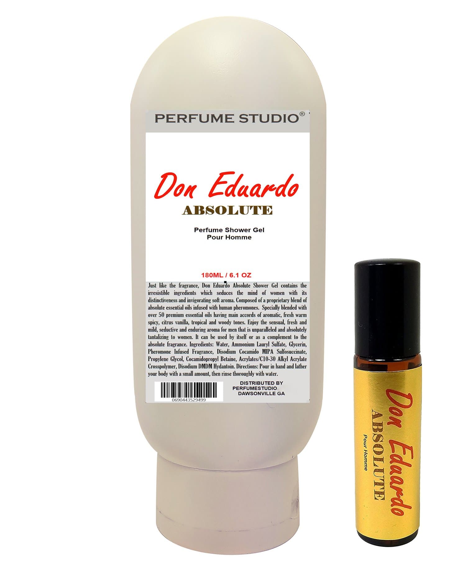 Don Eduardo Absolute Perfume Set for Men; 10ml Perfume Perfume Roll On and a 6.1oz Shower Gel. Pheromone Infused Fragrance and Shower Gel.