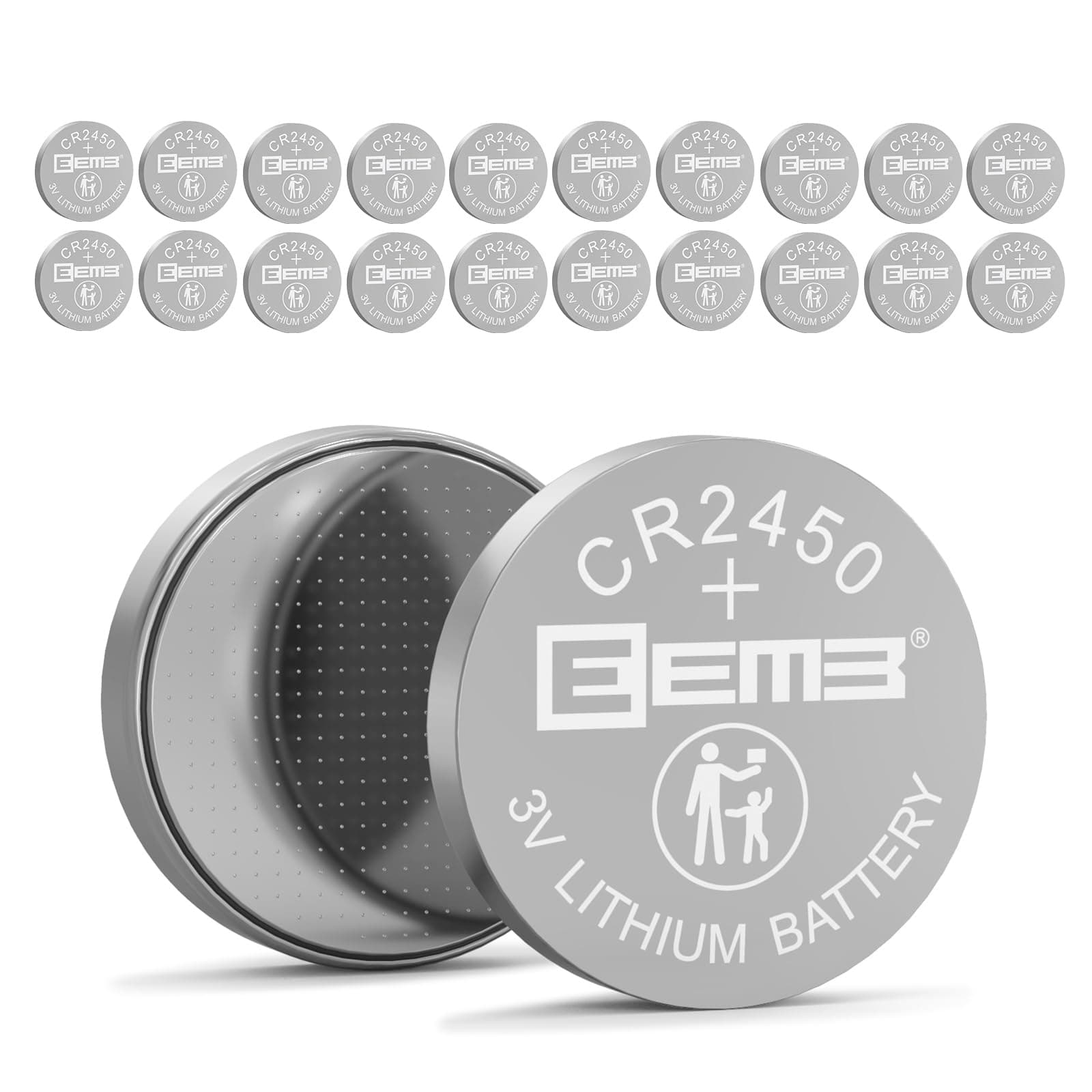 EEMB 20 PACK CR2450 Battery 3V Lithium Battery 2450 Button Coin Cell Batteries DL2450 ECR2450 BR2450 for Watch Tea Lights Votive Candles Alarm System Car Key Fob Remote Control Calculators Toys