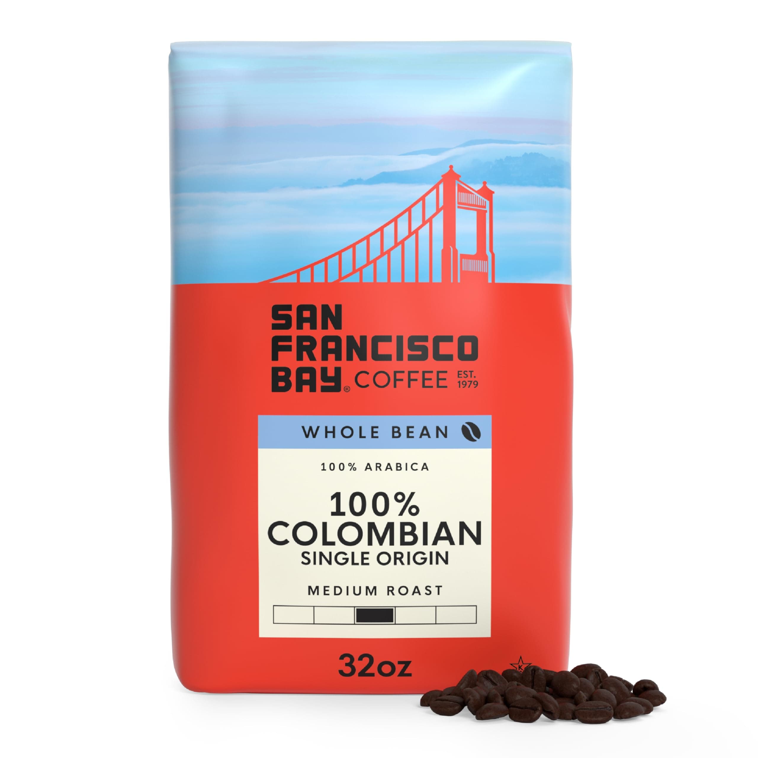 San Francisco Bay Whole Bean Coffee - 100% Colombian (2lb Bag), Medium Roast