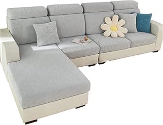 MIFXIN Magic Sofa Cover Stretch Universal Couch Cushion Covers L Shape Sectional Sofa Cushion Slipcover Furniture Protector (Leaves Light Grey, Pillow Cover)