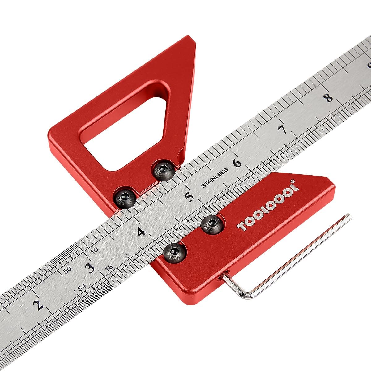 TOOLCOOL Circle Center Finder Tool Woodworking Centering Tool 45 Degree Angle Maker Draw Scribe Line Ruler Aluminum Alloy