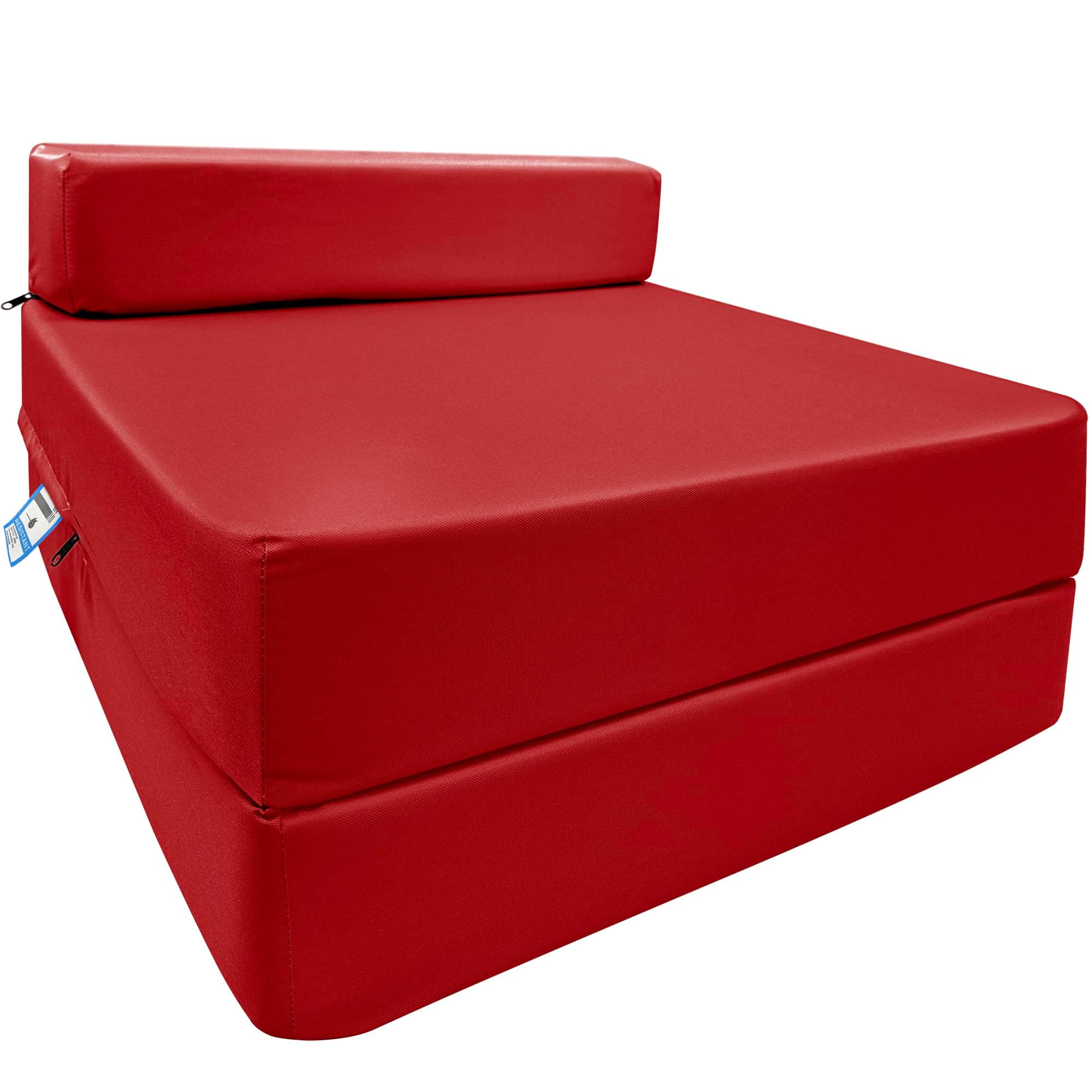 iSTYLE MODE BETTER HOME CHOICE Fold Out Single Futon Sofa Bed Chair, Foldable Z Bed Sofa Mattress Furniture,Ergonomically Designed for Guests, Lightweight (Red)