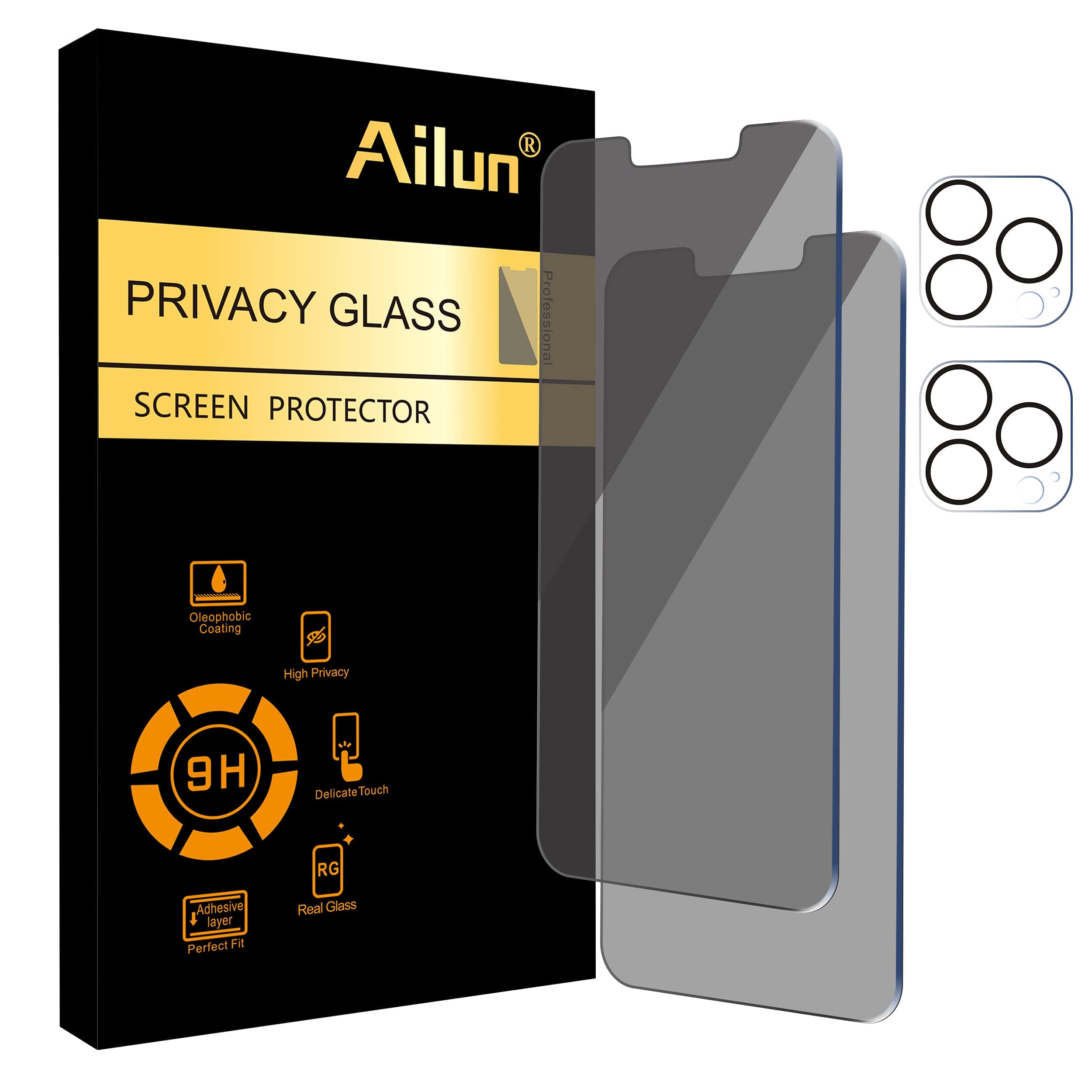 iPhone 13 Pro Max 2 Pack Privacy Screen Protector +2 Pack Camera Lens Protector