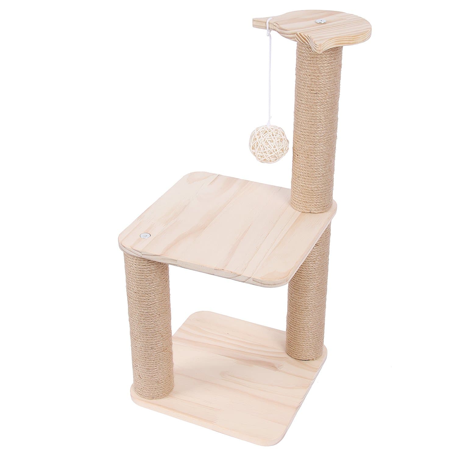 Conysan Wooden Cat Scratching Post Play Tower Cat Tree Activity Centre for Pets Kittens (2 Tier)