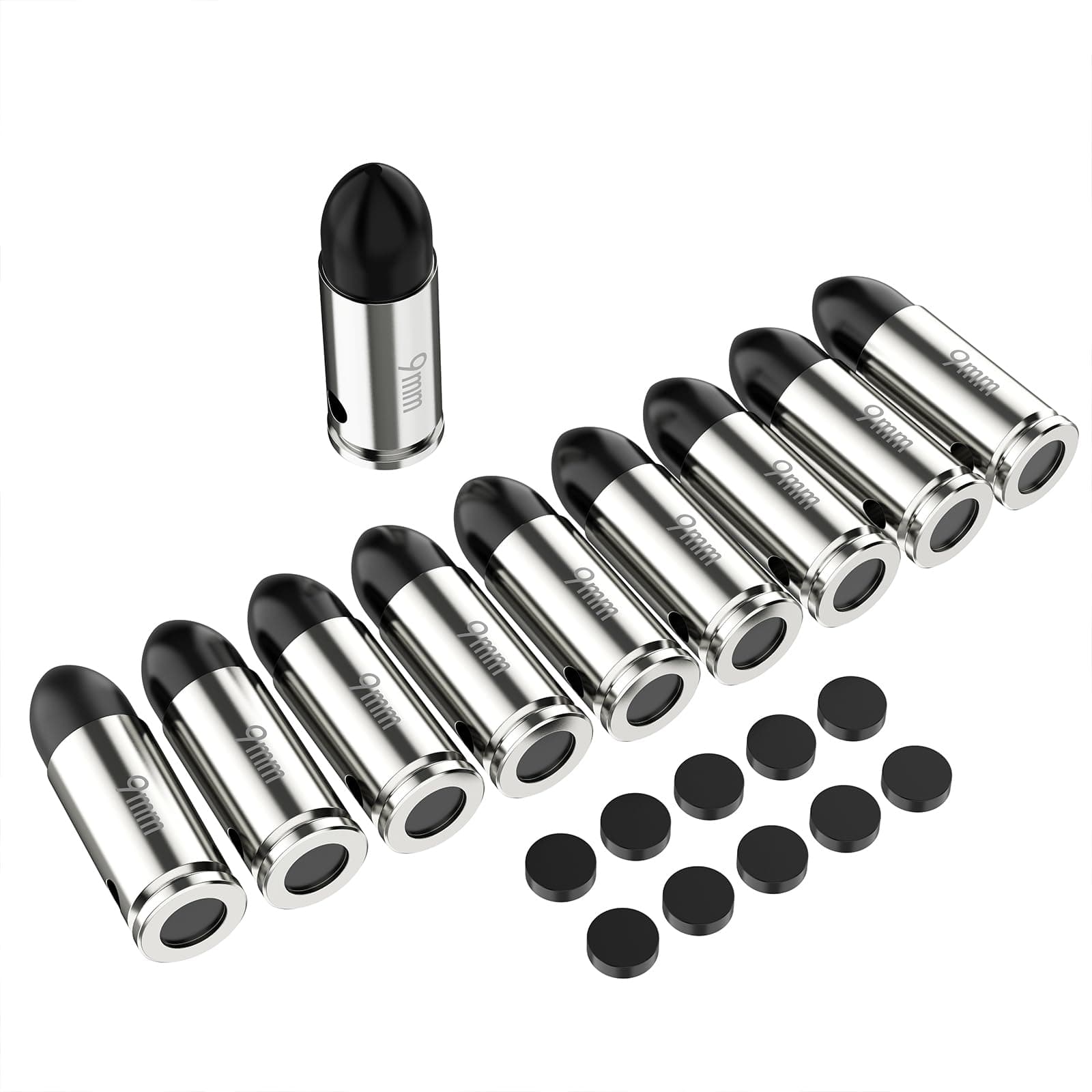 Safety Practice Round Action Training Snap Caps （9mm-10pcs, Black