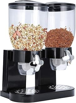 Dry Food Dispenser Dual Cereal Airtight Kitchen Storage Double Dispenser Container for Home,Coffee Beas,Wheat,Candy