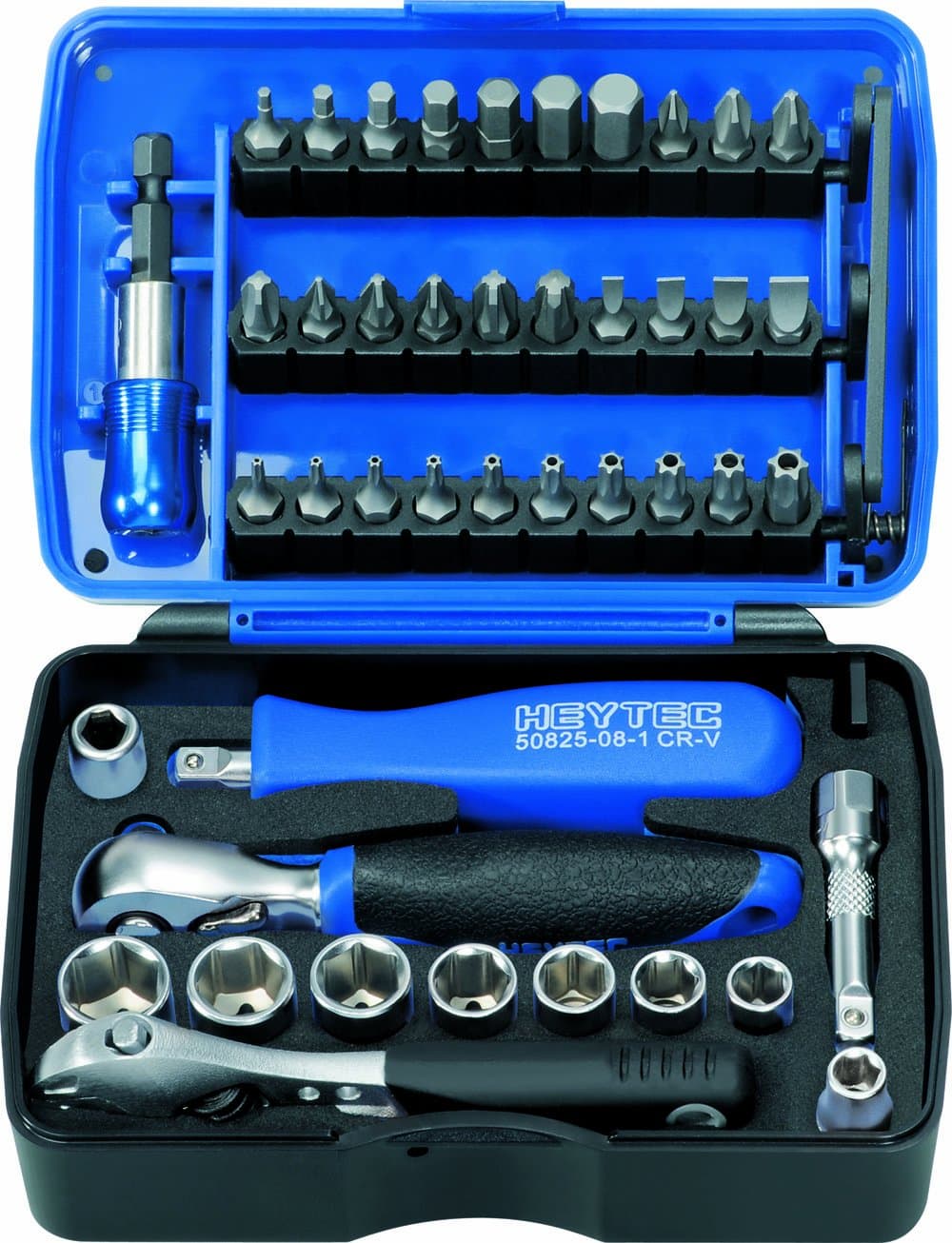 Heytec 50829301883 Socket/Bit Set, Blue/Silver, Set of 44 Piece
