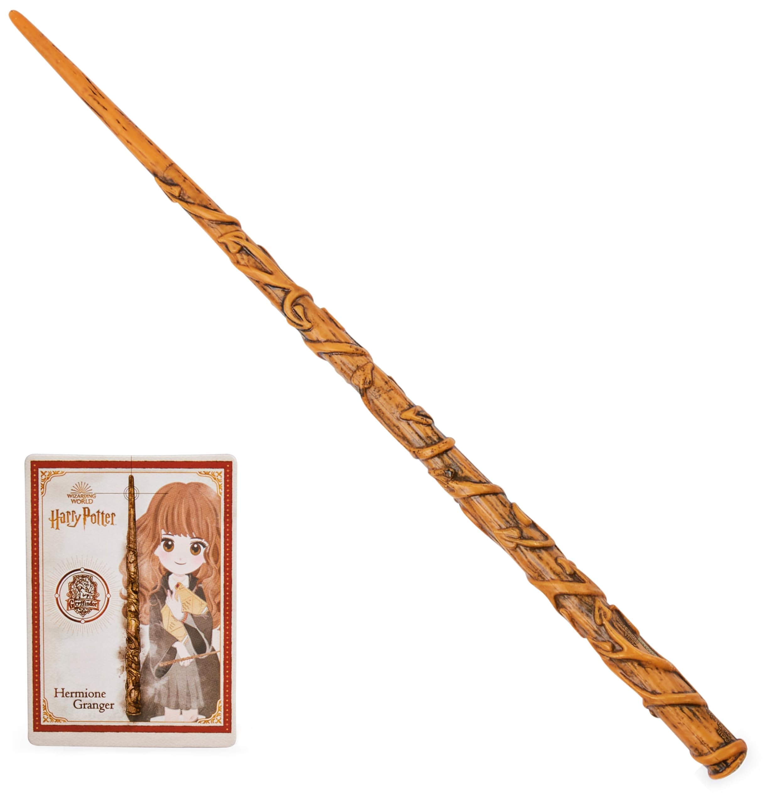 Official Wizarding World, Authentic 12-Inch Spellbinding Hermione Granger Wand with Collectible Spell Card Kids’ Harry Potter Fancy Dress Role Play Toys for Ages 6 and Up