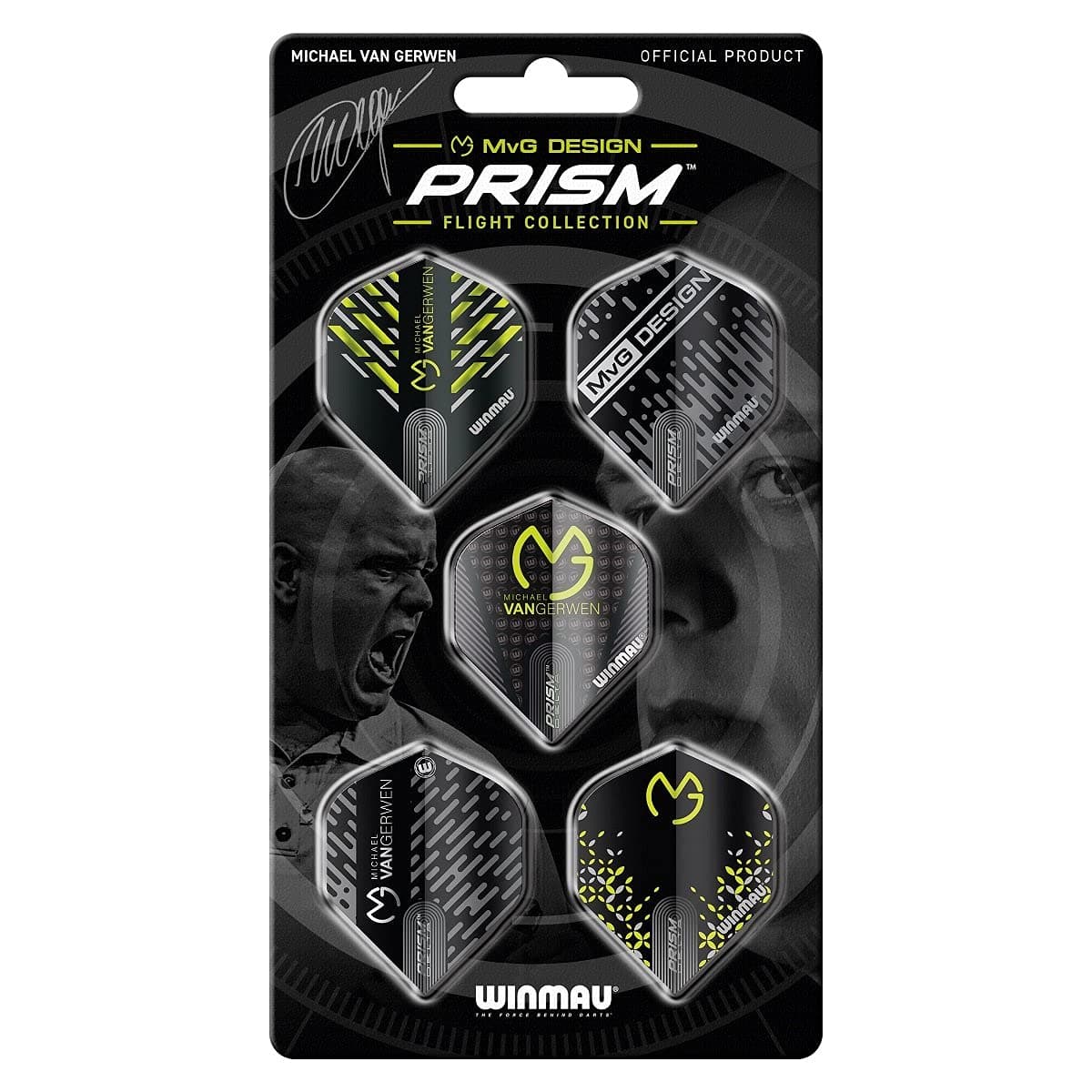 WINMAUPrism Pack 2 Pro Player Michael Van Gerwen Collection Dart Flights, 100 Micron Extra Strong (5 Sets)