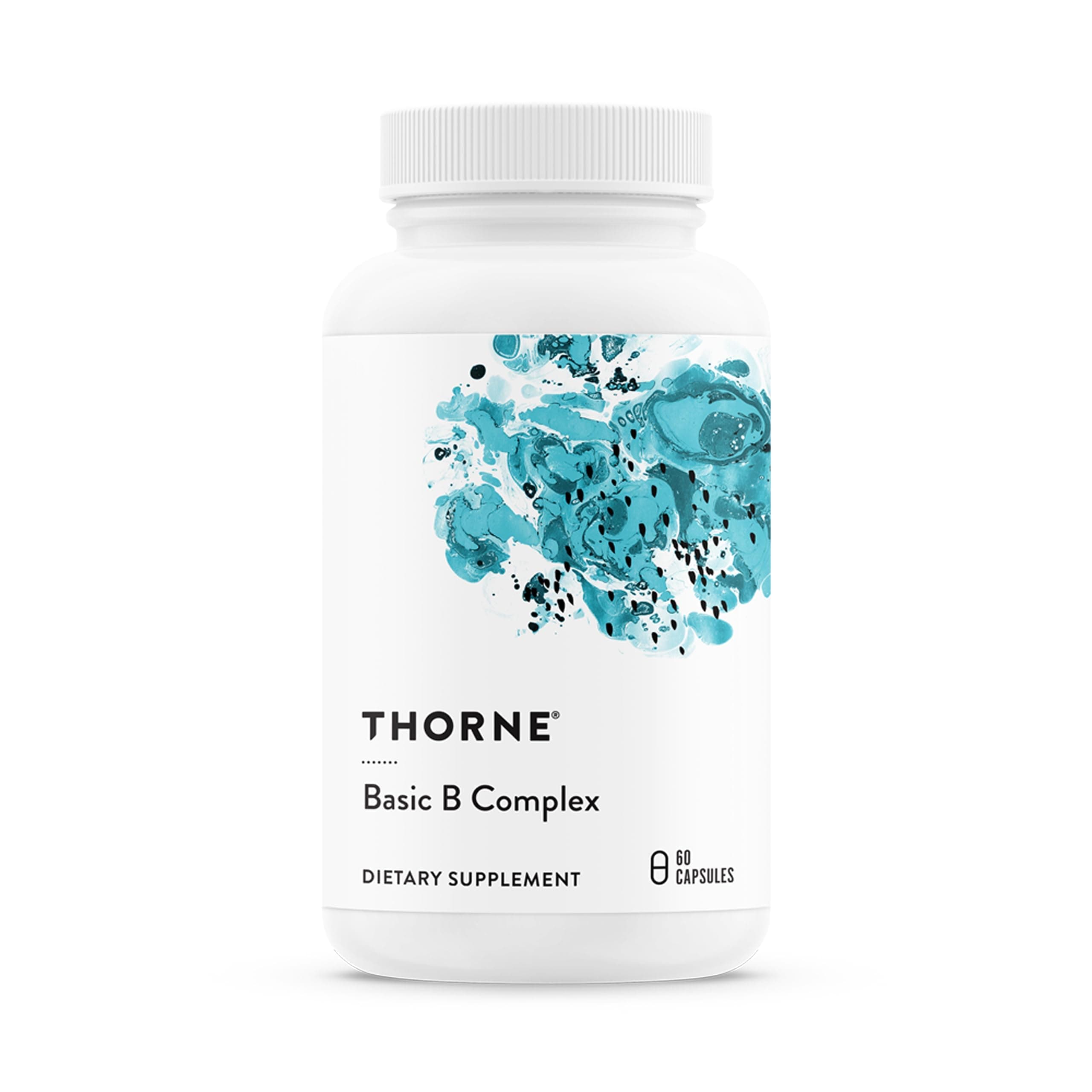 THORNE Basic B-Complex - Tissue-Ready Vitamin B Complex Supplement with Choline - Supports Cellular Energy Production, Brain Health & Red Blood Cell Formation - Gluten-Free, Dairy-Free - 60 Capsules