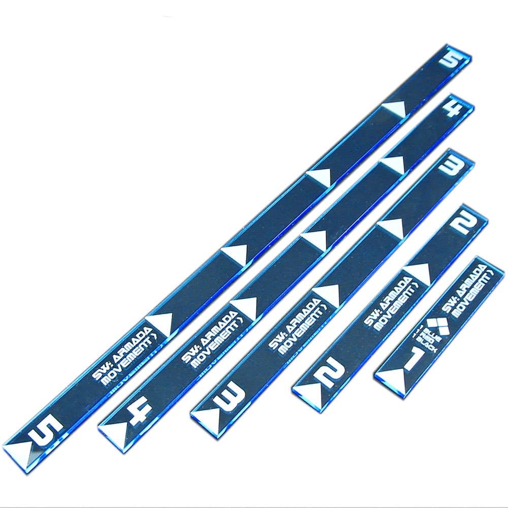 LITKO Armada Multi Range Movement Ruler Set | Compatible with Star Wars: Armada | 5 Pack (Fluorescent Blue)