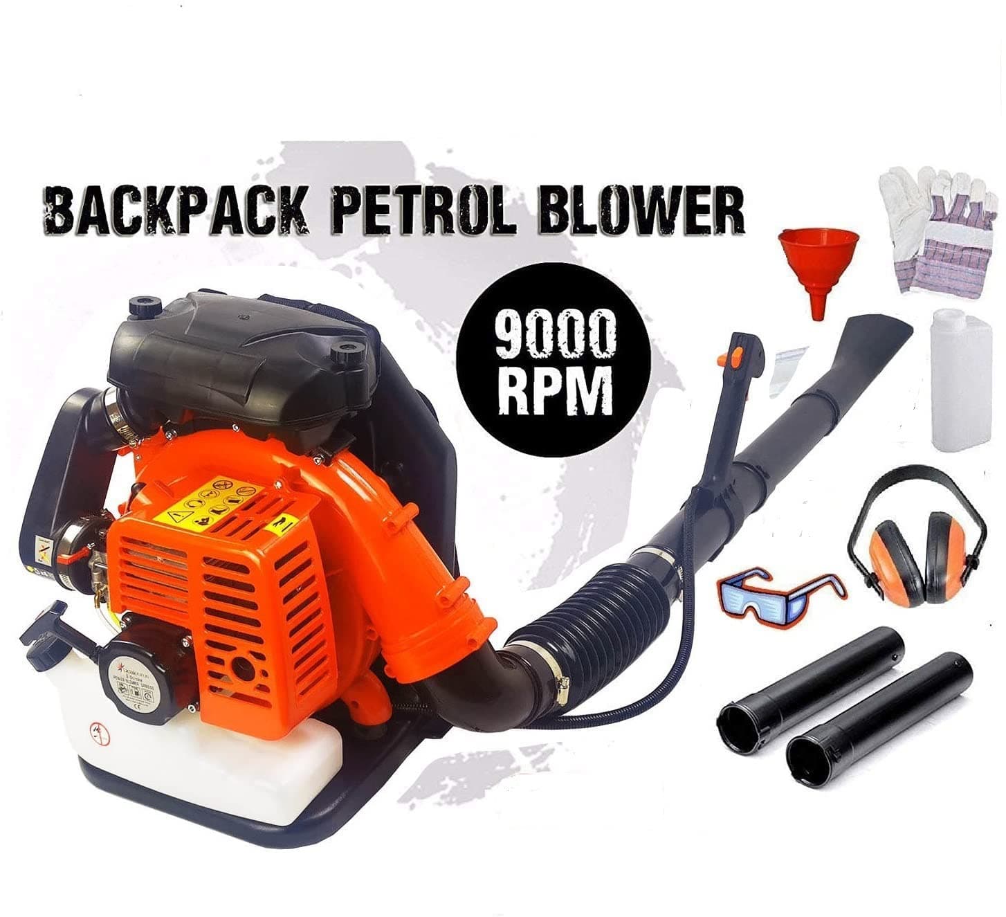 65cc Petrol Backpack Leaf Blower, Extremely Powerful - 210MPH Lightweight With New and Improved Padded Support Straps For Maximum Comfortability