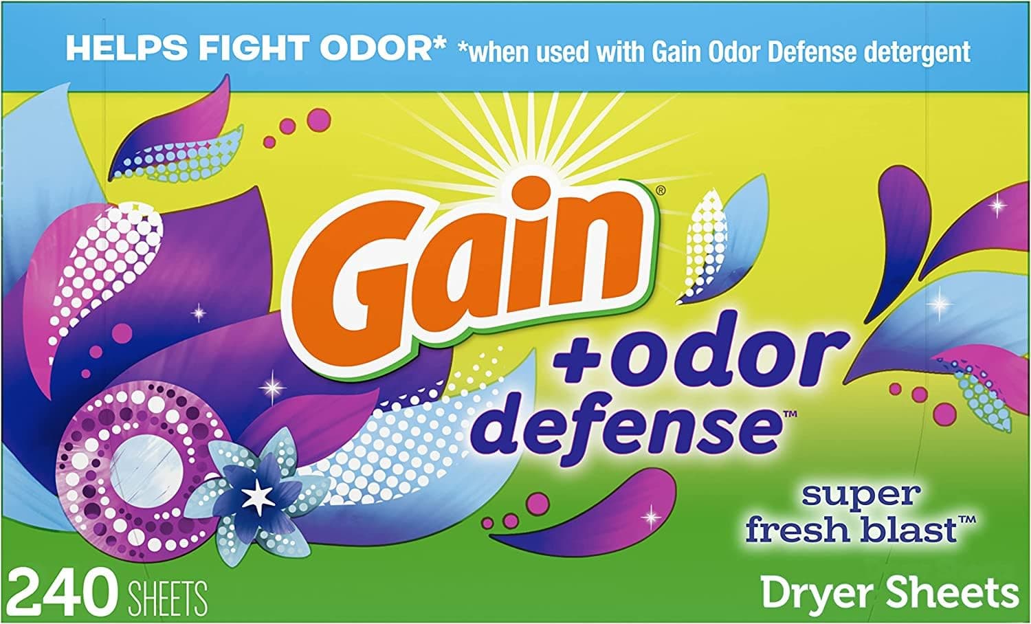 Dryer Sheets Plus Odor Defense, Super Fresh Blast Scent, 240 Count, Helps fight static and odor, laundry sheets