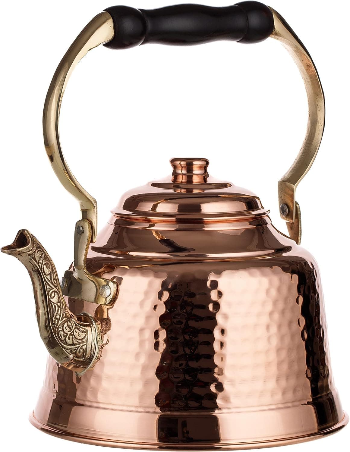 Tea Lover's Copper Teapot, Heavy Gauge 1mm Thick Hammered Solid Copper, Copper Tea Pot Kettle Stovetop Teapot, Tin Lined, Handmade (1.6-Quarts)