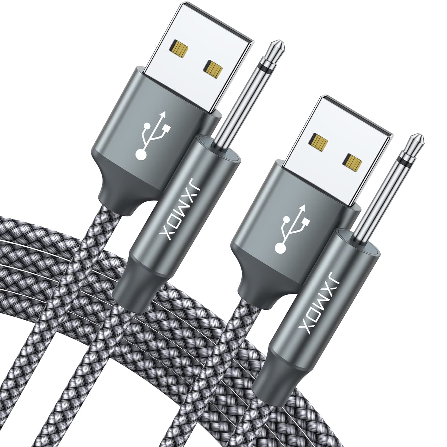 JXMOX USB Charger Cord 2.5mm, (2-Pack 3ft) Replacement DC Charging Cable (Grey)