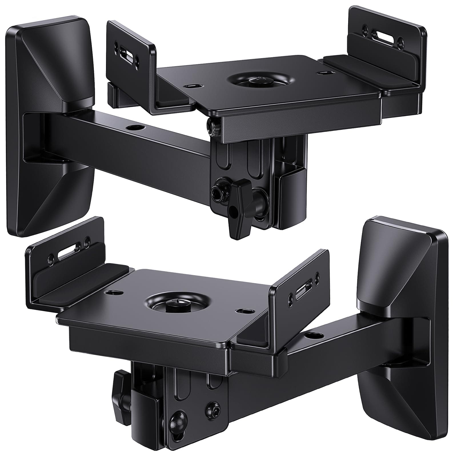 Pipishell Speaker Wall Mounts, Dual Side Clamping Bookshelf Mounting Bracket, Speaker Mounts for Surround Sound, Bookshelf Speakers up to 55 lbs, 1 Pair