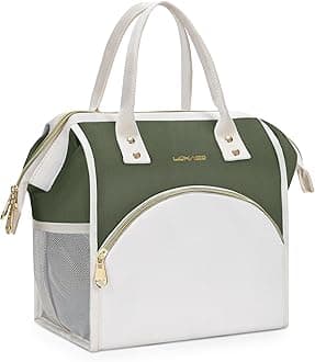 LOKASS Lunch Bag Women Insulated Lunch Box, Wide-Open Lunch Tote Bag Leak-proof Cooler Bag for Work Picnic-（Army Green）