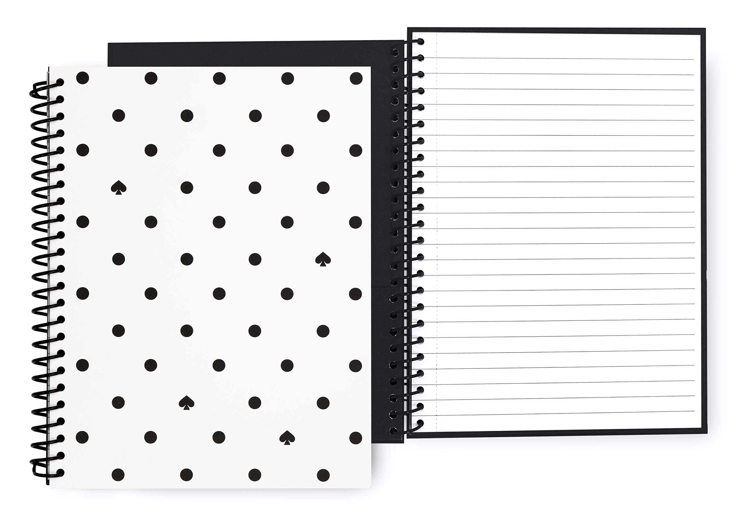 Black/White Mini Spiral Notebook, 8.25" x 6.75" Journal Notebook with 112 Lined Pages, Black Spade Dot