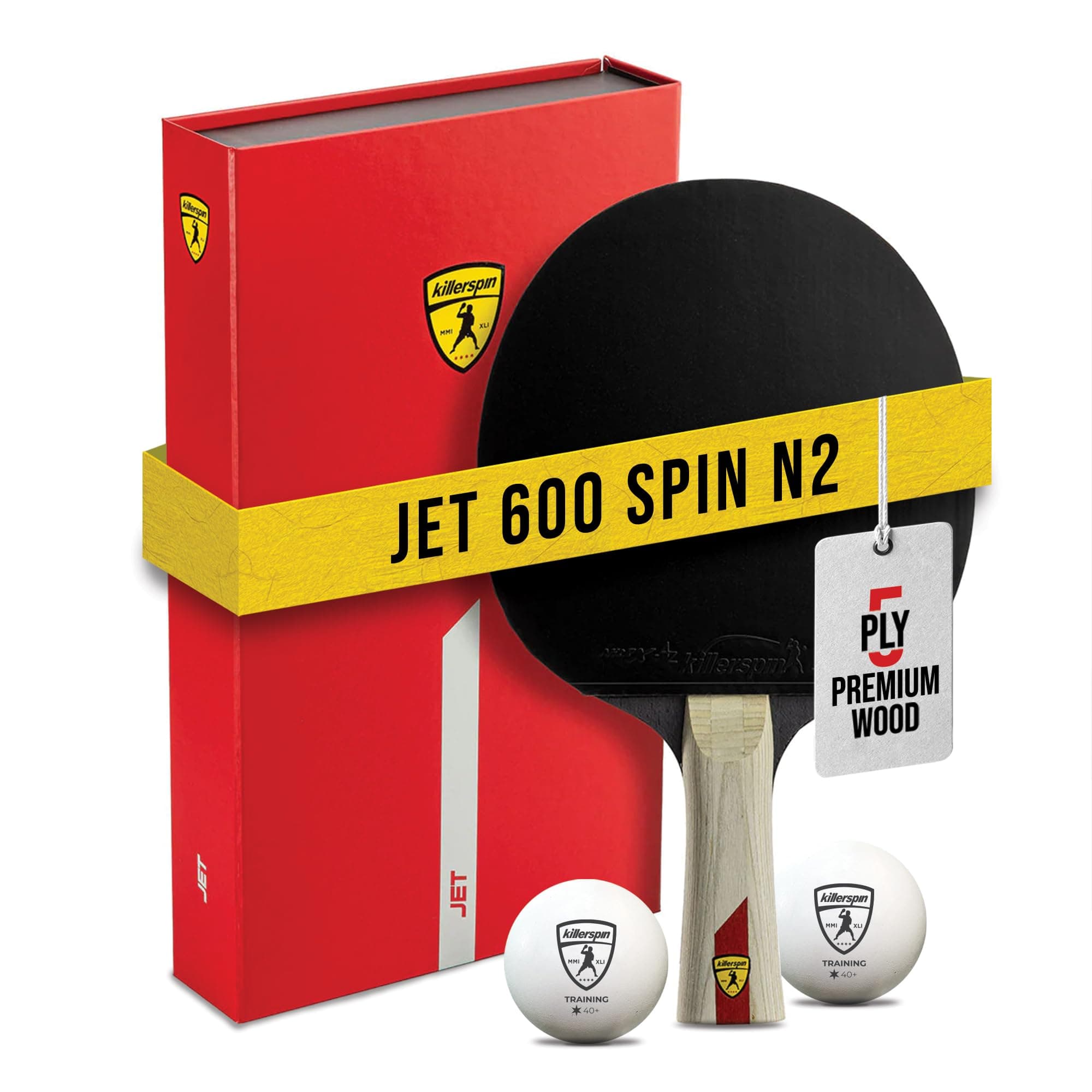 JET 600 Table Tennis Paddle, Ping Pong Paddle for Intermediate or Advanced Players, Table Tennis Racket with Wood Blade, Nitrx Rubber Grips Ping Pong Balls, Memory Box for Storage – Red & Black